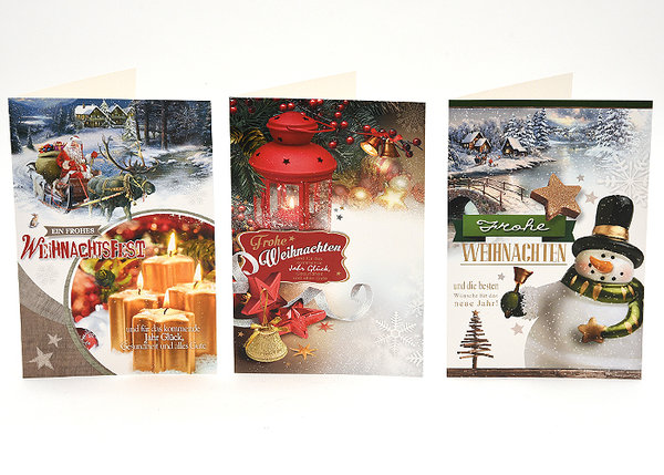Weihnachtskarten mit Umschlag 3er Set-Neu