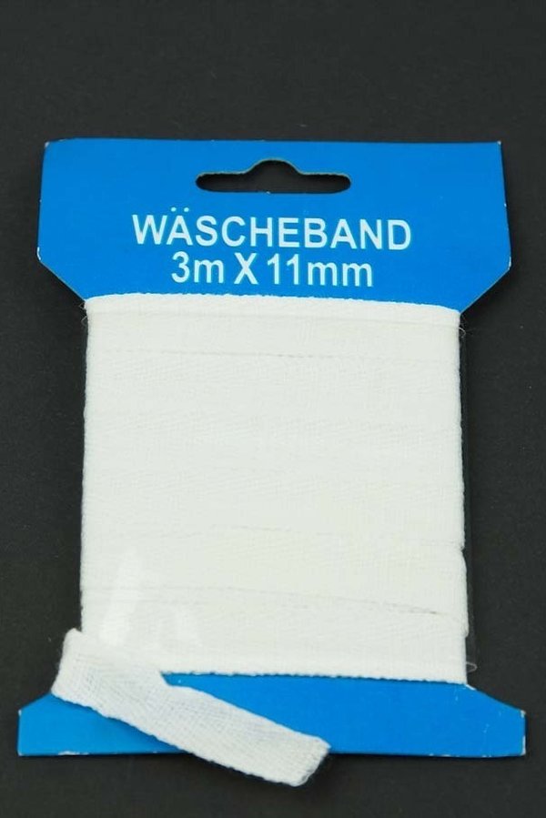 Wäscheband Weiß 3m x11mm Haushaltsband, Henkelband