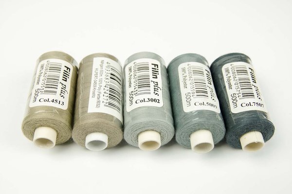 Nähgarn 500m-Grautöne Farbe Wählbar sehr reißfest-Polyester Allesnähgarn Reißfest