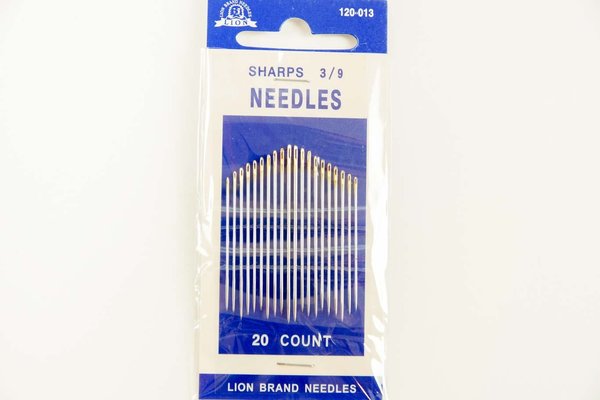 Nähnadelset-20 Stück-LION Needles Größe 3-9 Gold Öhr Nadeln